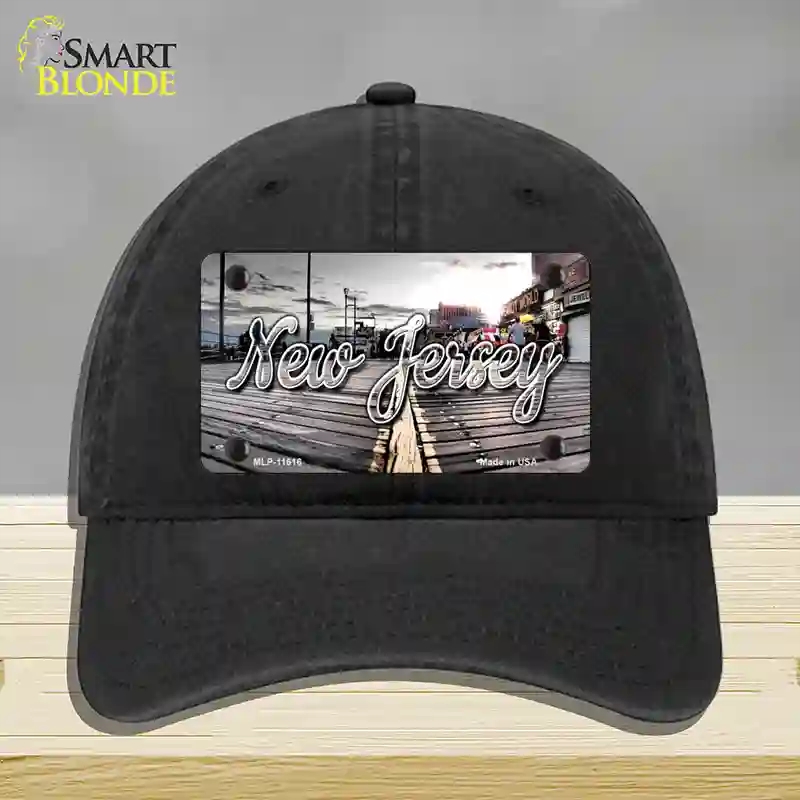 HAT07-MLP-11616   Jersey Boardwalk State Novelty License Plate Hat, Unconstructed Cotton - Black