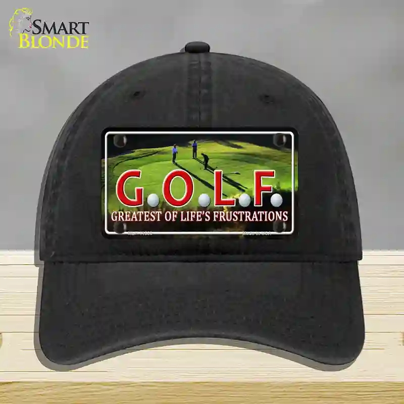 HAT07-MLP-11680 Golf Novelty License Plate Hat, Unconstructed Cotton - Black