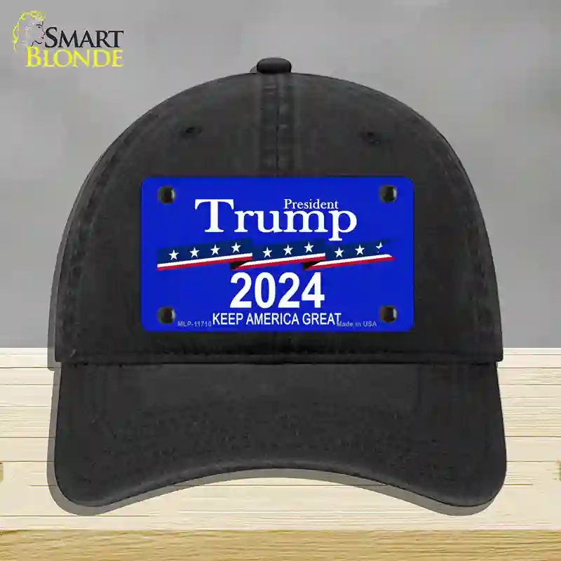 HAT07-MLP-11710 President Trump 2024 Novelty License Plate Hat, Unconstructed Cotton - Black