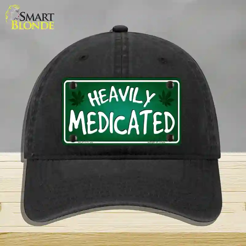 HAT07-MLP-11730 Heavily Medicated Novelty License Plate Hat, Unconstructed Cotton - Black