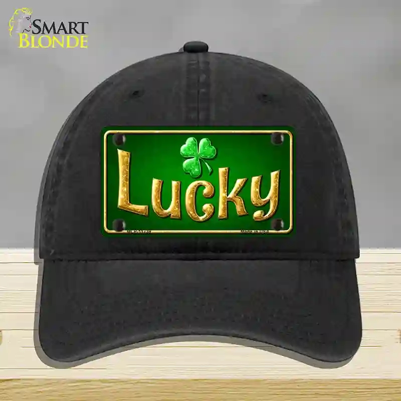 HAT07-MLP-11739 Lucky Irish Novelty License Plate Hat, Unconstructed Cotton - Black