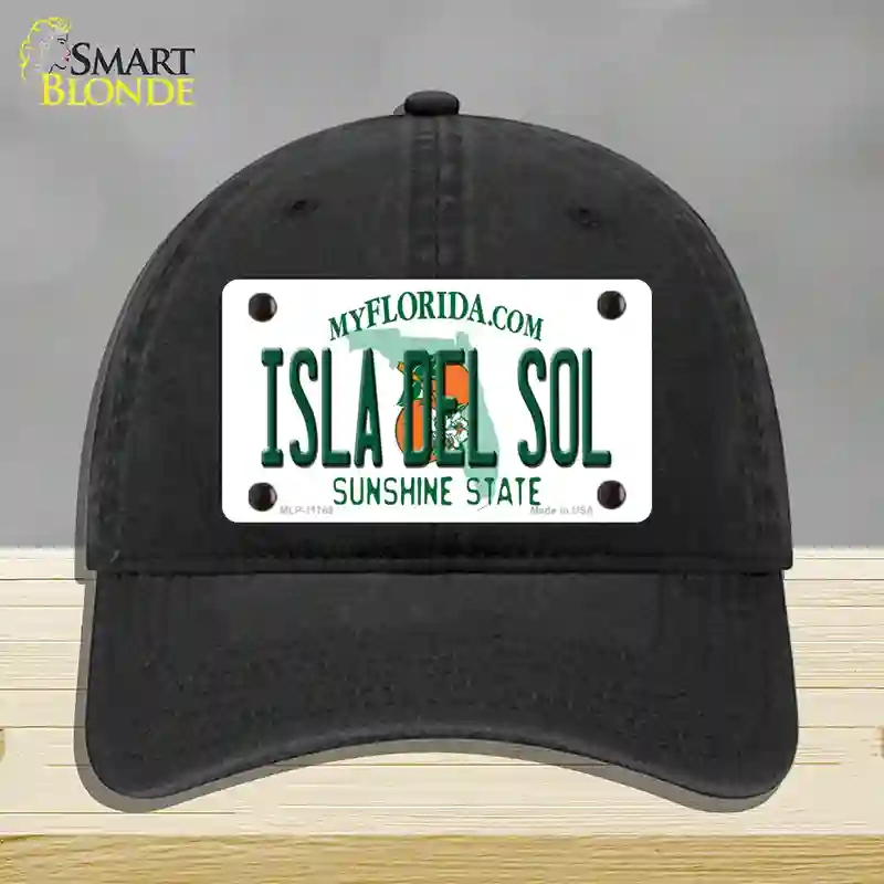 HAT07-MLP-11769 Isla Del Sol Florida Novelty License Plate Hat, Unconstructed Cotton - Black