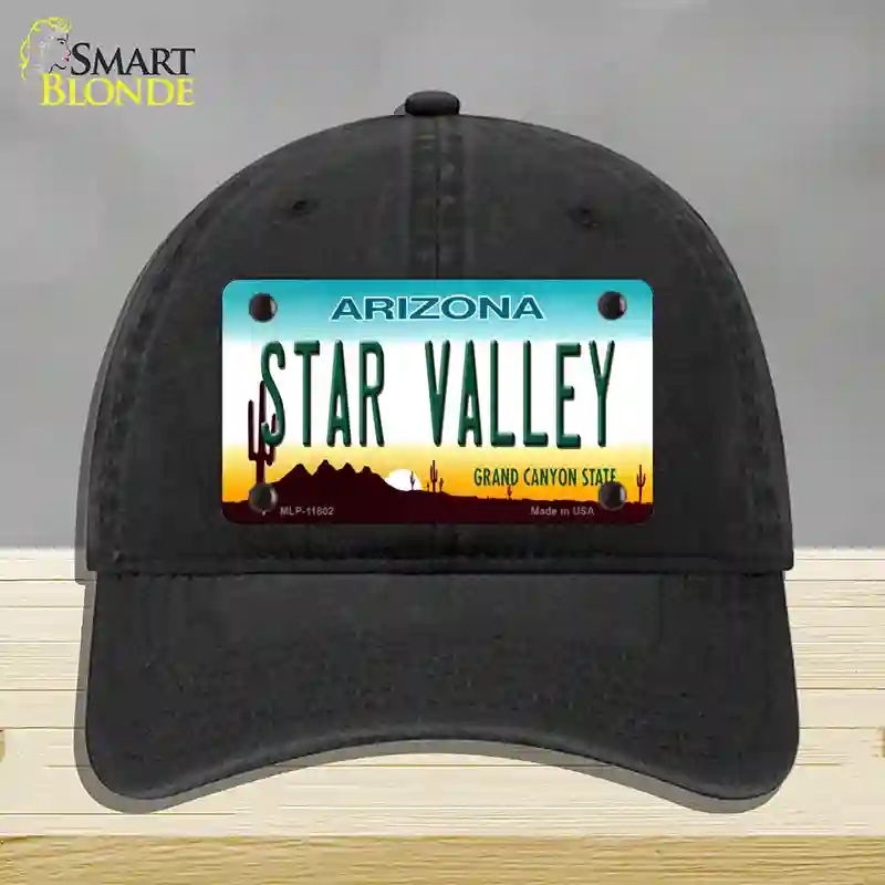 HAT07-MLP-11802 Star Valley Arizona Novelty License Plate Hat, Unconstructed Cotton - Black
