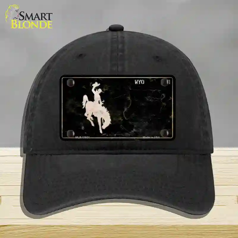 HAT07-MLP-11931 Wyoming Rusty Novelty License Plate Hat, Unconstructed Cotton - Black
