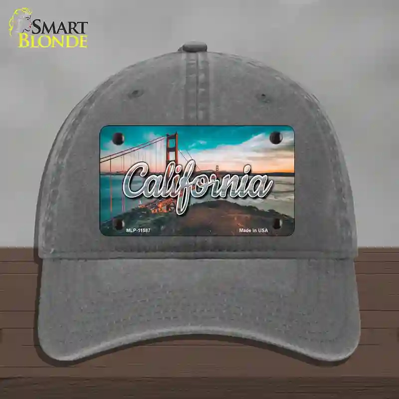 HAT08-MLP-11587 California Golden Gate Bridge State Novelty License Plate Hat, Unconstructed Cotton - Charcoal