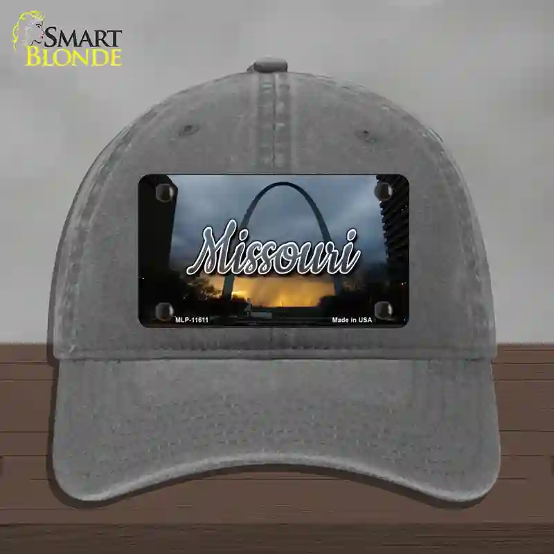 HAT08-MLP-11611 Missouri Gateway Arch State Novelty License Plate Hat, Unconstructed Cotton - Charcoal