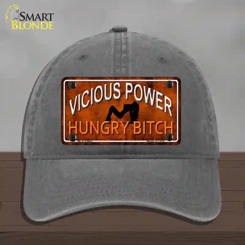 HAT08-MLP-11665 Vicious Power Novelty License Plate Hat, Unconstructed Cotton - Charcoal