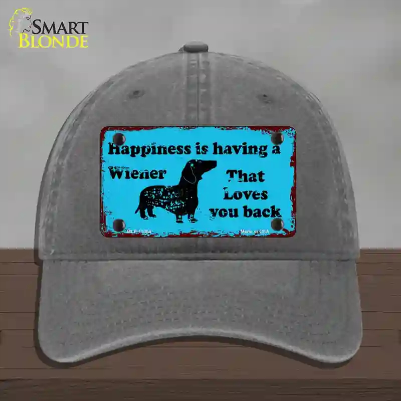 HAT08-MLP-11684 Happiness is Having a Wiener Novelty License Plate Hat, Unconstructed Cotton - Charcoal