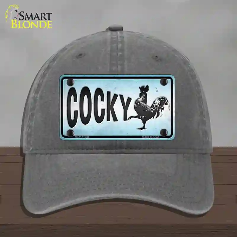HAT08-MLP-11785 Cocky Chicken Novelty License Plate Hat, Unconstructed Cotton - Charcoal