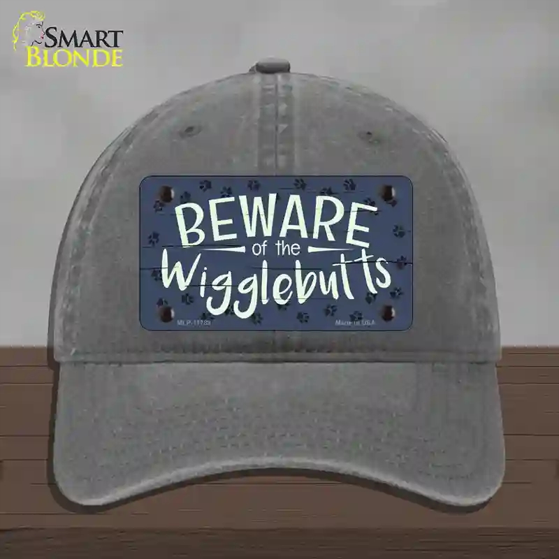 HAT08-MLP-11789 Beware of the Wigglebutts Novelty License Plate Hat, Unconstructed Cotton - Charcoal