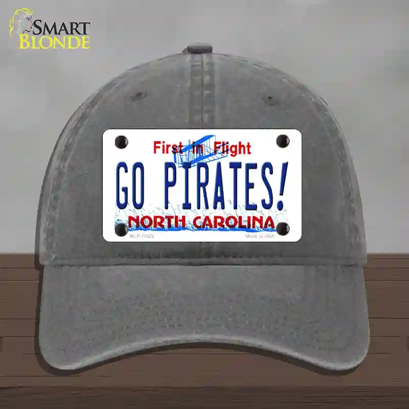 HAT08-MLP-11826 Go Pirates North Carolina Novelty License Plate Hat, Unconstructed Cotton - Charcoal