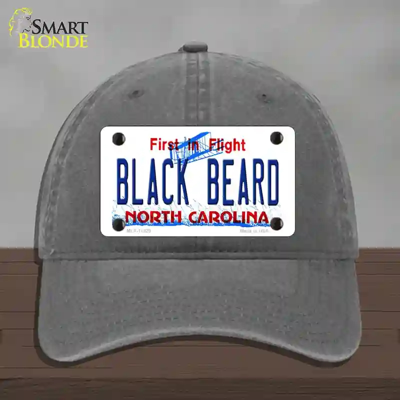 HAT08-MLP-11829 Black Beard North Carolina Novelty License Plate Hat, Unconstructed Cotton - Charcoal