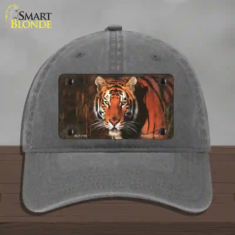 HAT08-MLP-1188 Tiger Novelty License Plate Hat, Unconstructed Cotton - Charcoal