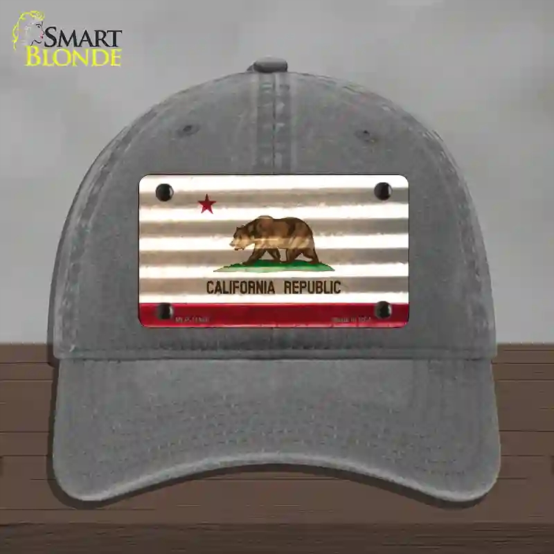 HAT08-MLP-11946 California Corrugated Flag Novelty License Plate Hat, Unconstructed Cotton - Charcoal