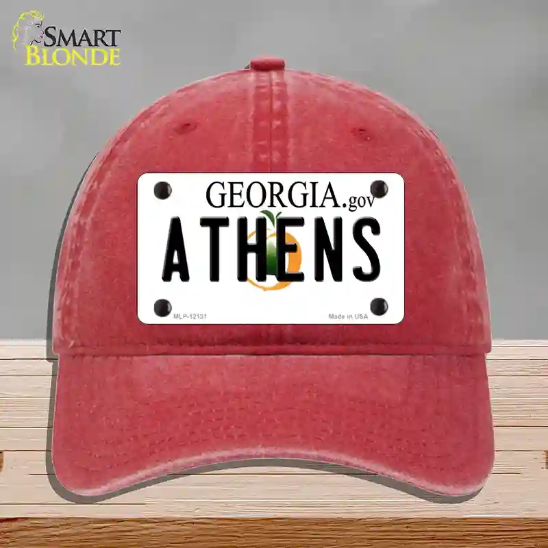 HAT13-MLP-12131 Athens Georgia State Novelty License Plate Hat, Unconstructed Cotton - Red