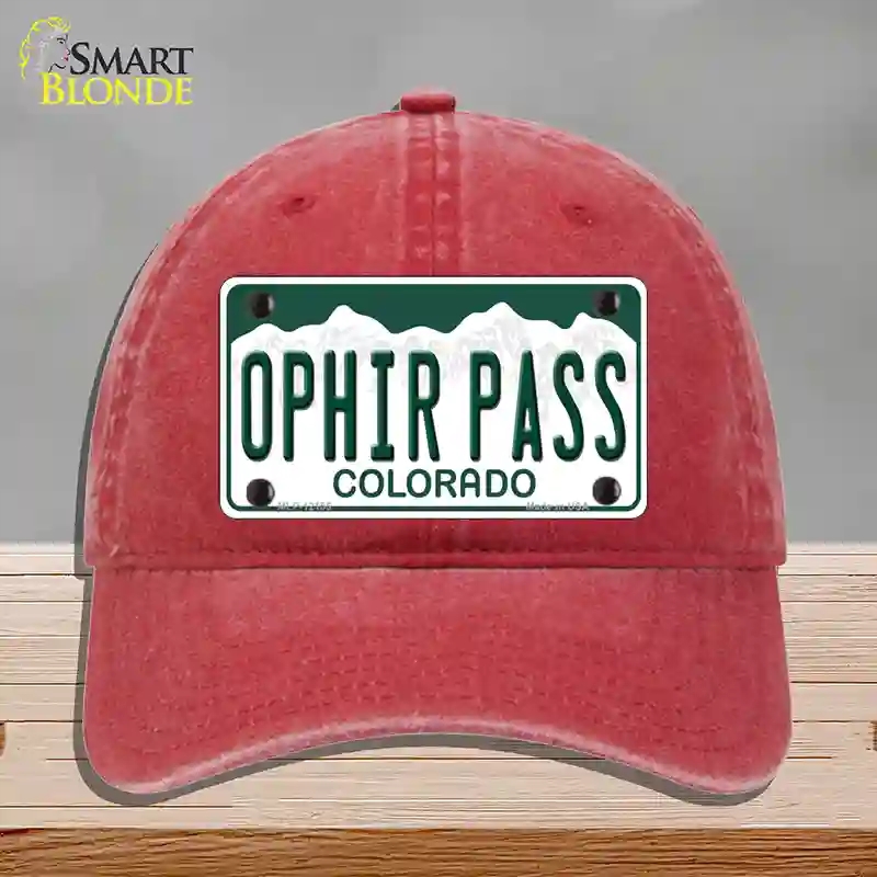 HAT13-MLP-12155 Ophir Pass Colorado Novelty License Plate Hat, Unconstructed Cotton - Red