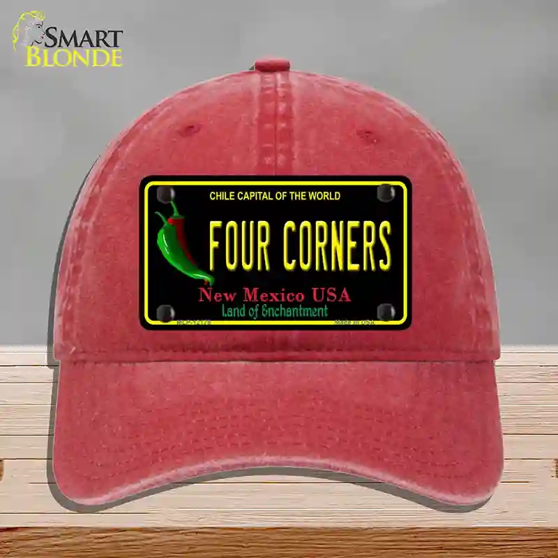 HAT13-MLP-12178 Four Corners   Mexico Black Novelty License Plate Hat, Unconstructed Cotton - Red