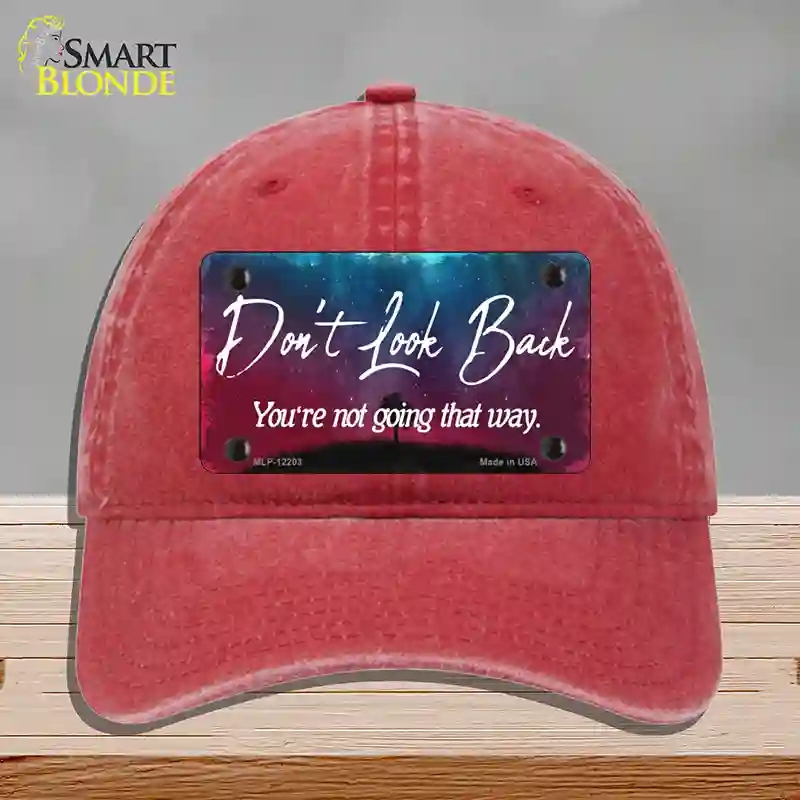 HAT13-MLP-12203 Dont Look Back Novelty License Plate Hat, Unconstructed Cotton - Red