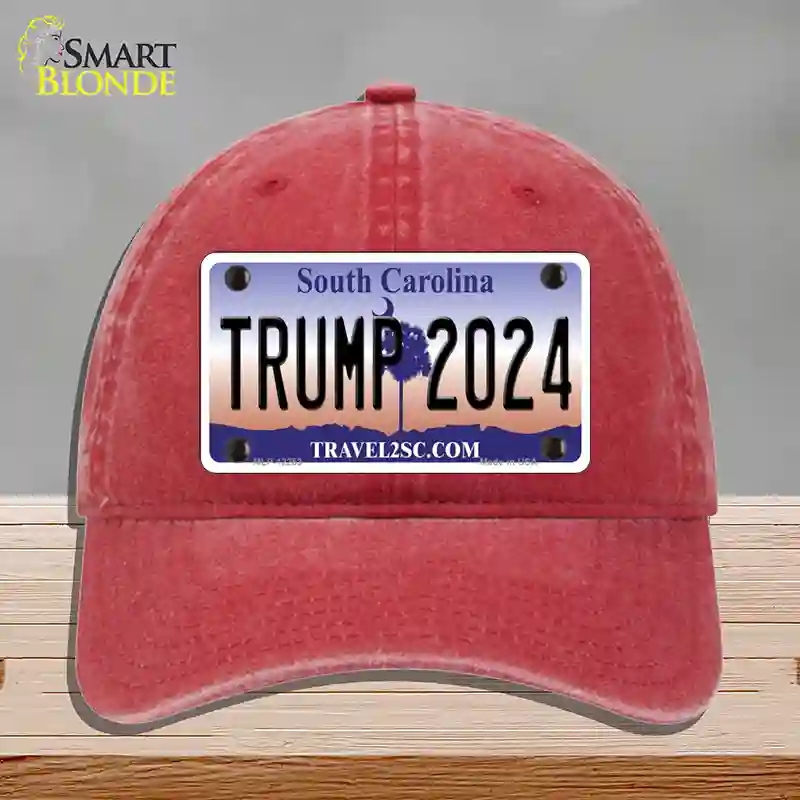 HAT13-MLP-12253 Trump 2024 South Carolina Novelty License Plate Hat, Unconstructed Cotton - Red