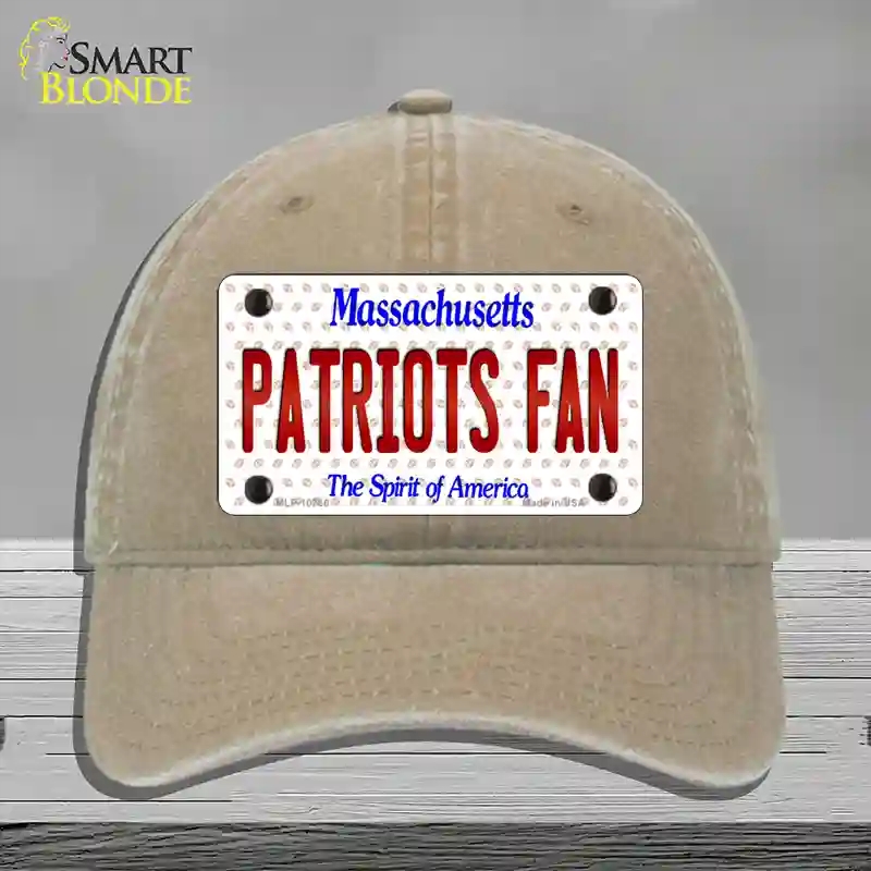 HAT09-MLP-10766 Patriots Fan Massachusetts Novelty License Plate Hat, Unconstructed Cotton - Khaki