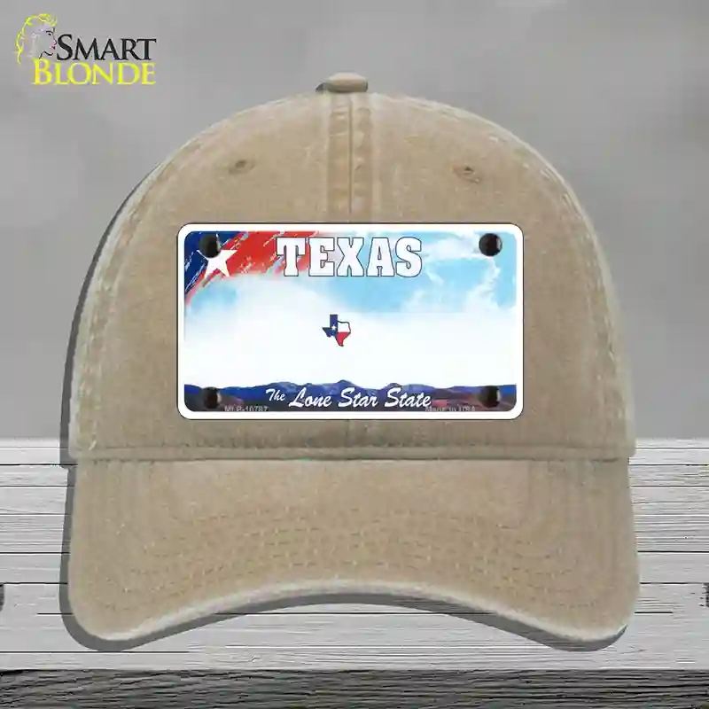 HAT09-MLP-10787 Texas   State Novelty License Plate Hat, Unconstructed Cotton - Khaki