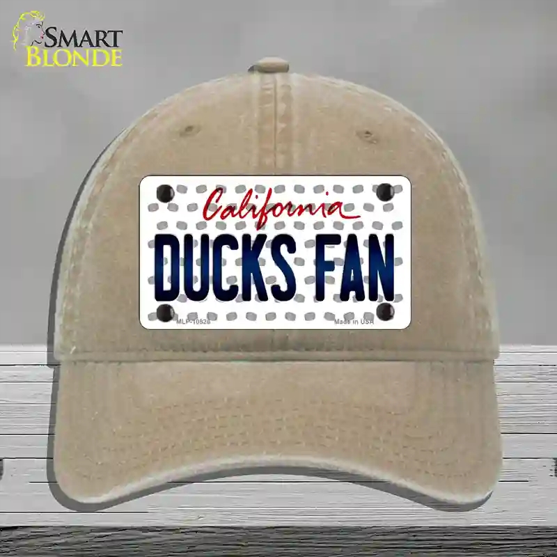 HAT09-MLP-10826 Ducks Fan California Novelty License Plate Hat, Unconstructed Cotton - Khaki
