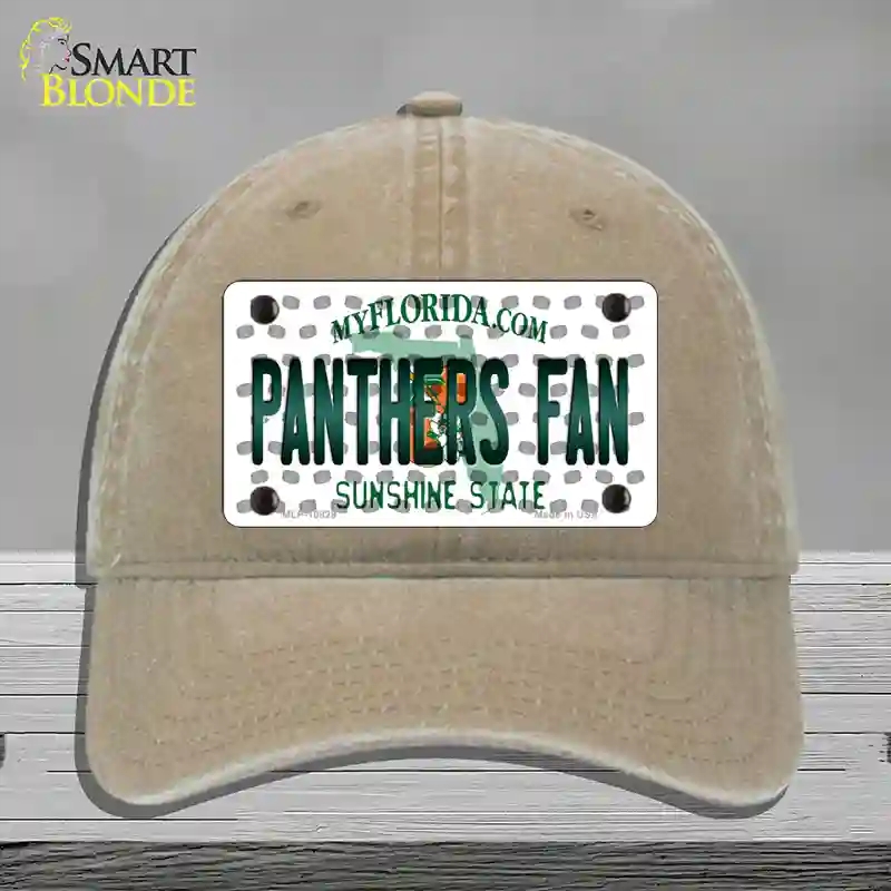 HAT09-MLP-10829 Panthers Fan Florida Novelty License Plate Hat, Unconstructed Cotton - Khaki