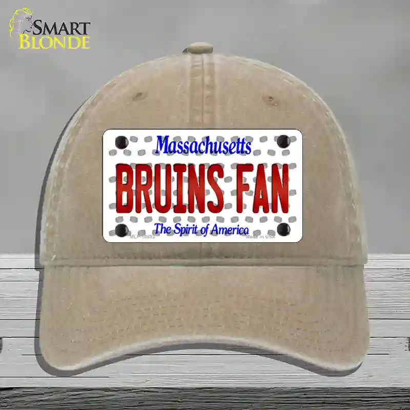 HAT09-MLP-10833 Bruins Fan Massachusetts Novelty License Plate Hat, Unconstructed Cotton - Khaki
