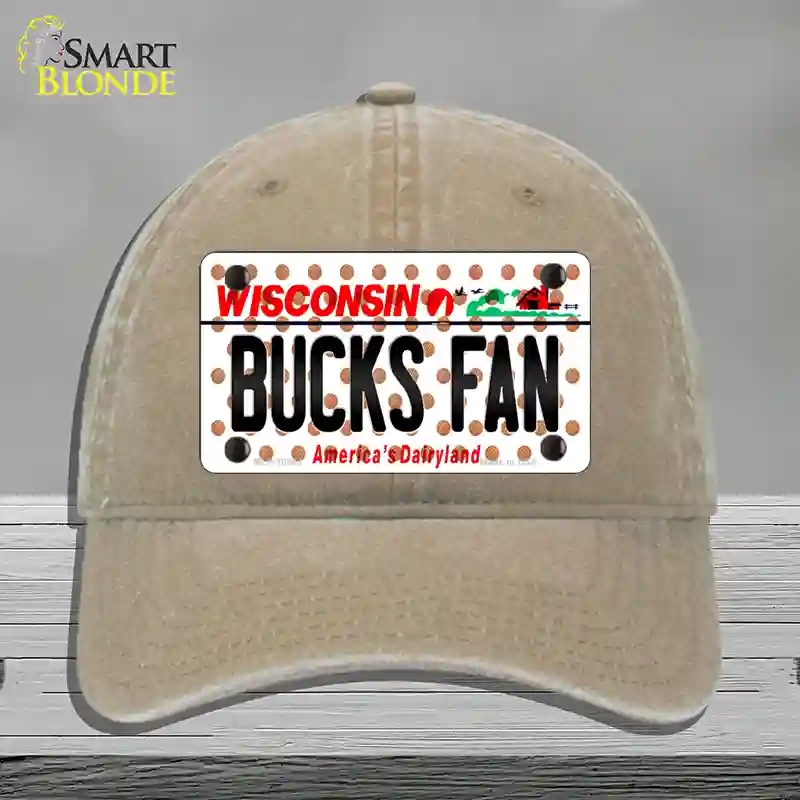 HAT09-MLP-10863 Bucks Fan Wisconsin Novelty License Plate Hat, Unconstructed Cotton - Khaki