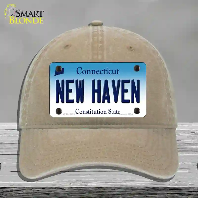 HAT09-MLP-10892   Haven Connecticut Novelty License Plate Hat, Unconstructed Cotton - Khaki