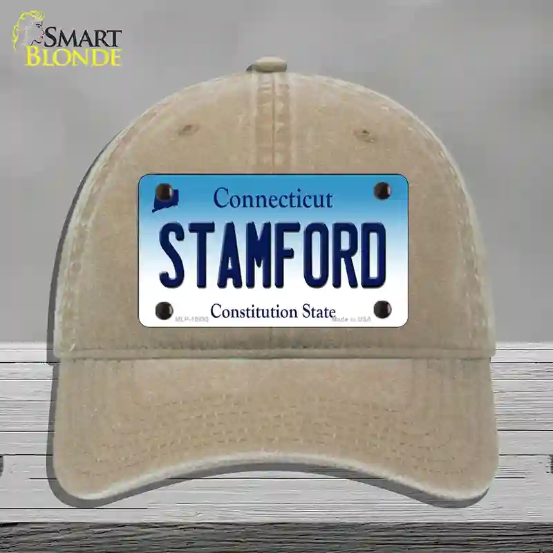 HAT09-MLP-10893 Stamford Connecticut Novelty License Plate Hat, Unconstructed Cotton - Khaki
