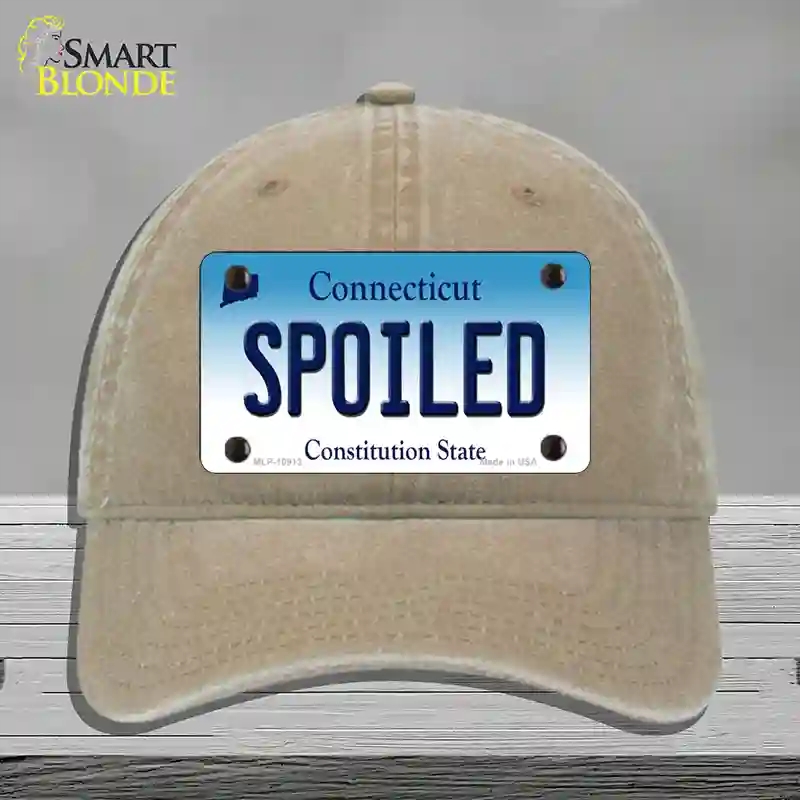 HAT09-MLP-10913 Spoiled Connecticut Novelty License Plate Hat, Unconstructed Cotton - Khaki