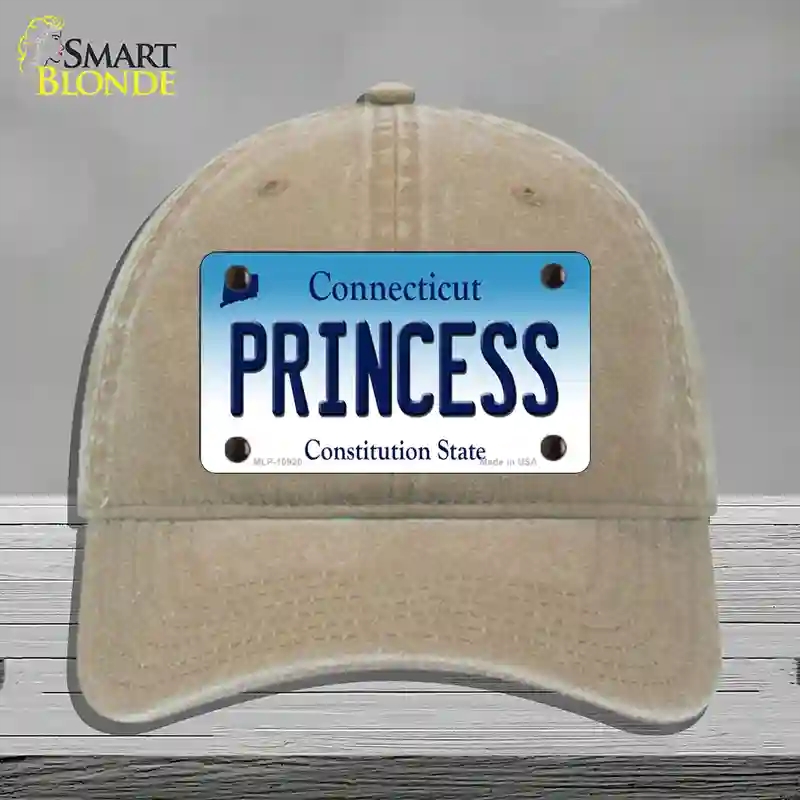 HAT09-MLP-10920 Princess Connecticut Novelty License Plate Hat, Unconstructed Cotton - Khaki