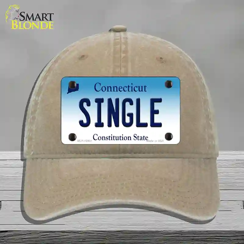HAT09-MLP-10931 Single Connecticut Novelty License Plate Hat, Unconstructed Cotton - Khaki