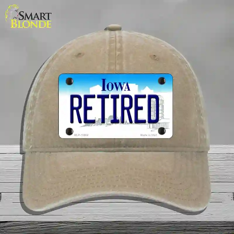 HAT09-MLP-10954 Retired Iowa Novelty License Plate Hat, Unconstructed Cotton - Khaki
