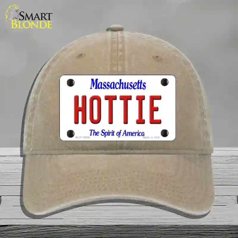 HAT09-MLP-10996 Hottie Massachusetts Novelty License Plate Hat, Unconstructed Cotton - Khaki