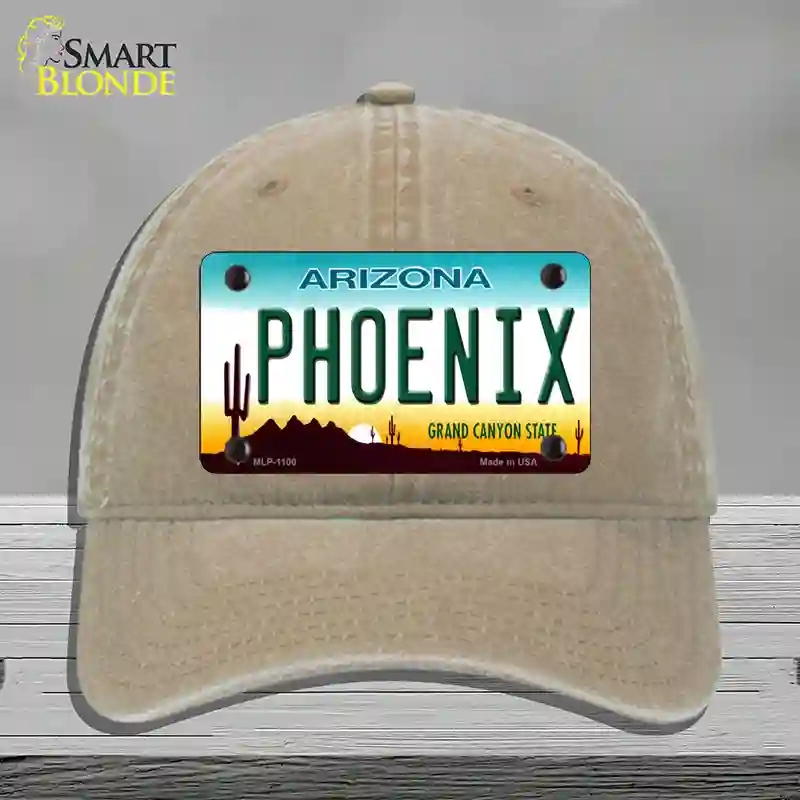 HAT09-MLP-1100 Phoenix Arizona Novelty License Plate Hat, Unconstructed Cotton - Khaki