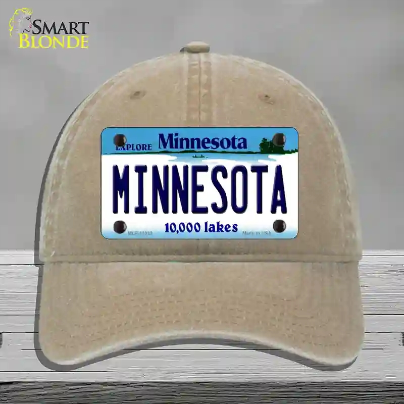 HAT09-MLP-11032 Minnesota State Novelty License Plate Hat, Unconstructed Cotton - Khaki