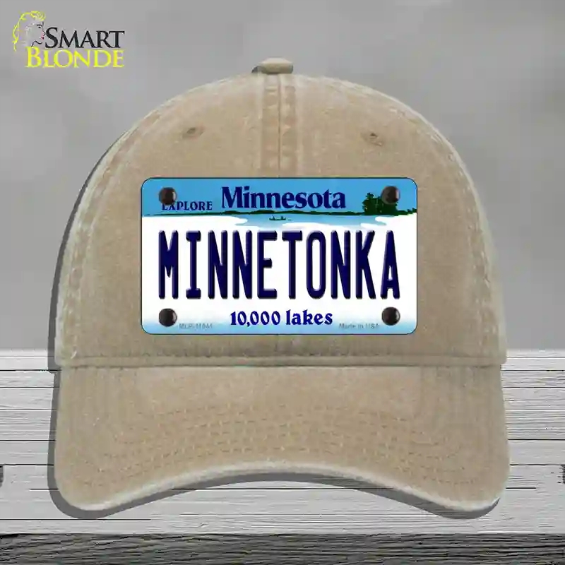 HAT09-MLP-11041 Minnetonka Minnesota State Novelty License Plate Hat, Unconstructed Cotton - Khaki