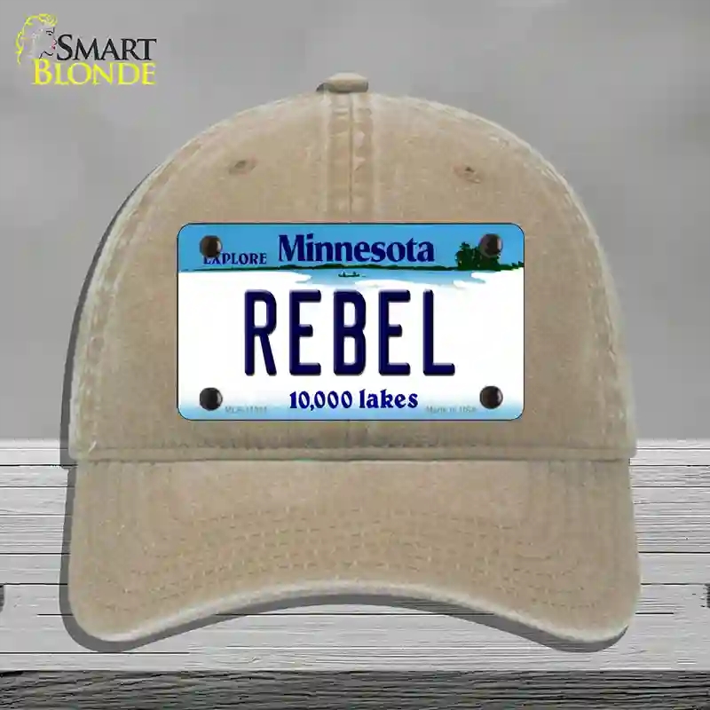 HAT09-MLP-11081 Rebel Minnesota State Novelty License Plate Hat, Unconstructed Cotton - Khaki