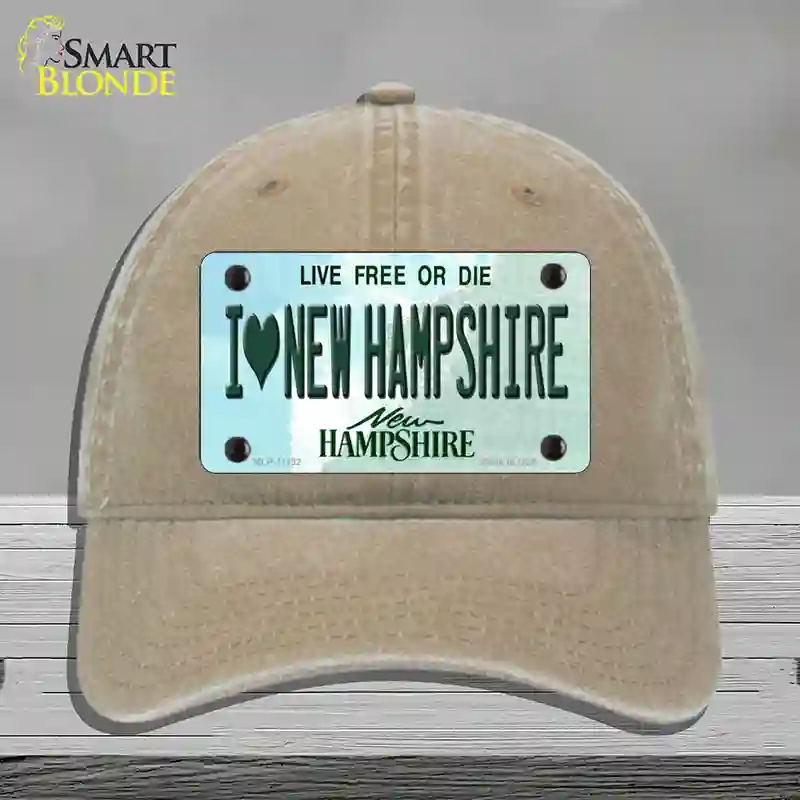HAT09-MLP-11132 I Love   Hampshire State Novelty License Plate Hat, Unconstructed Cotton - Khaki