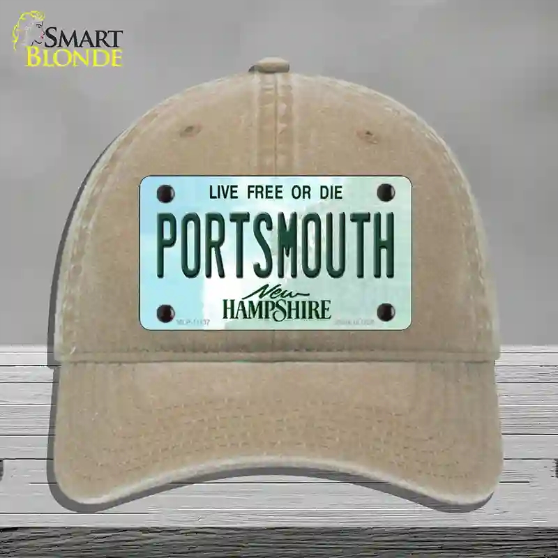 HAT09-MLP-11137 Portsmouth   Hampshire State Novelty License Plate Hat, Unconstructed Cotton - Khaki