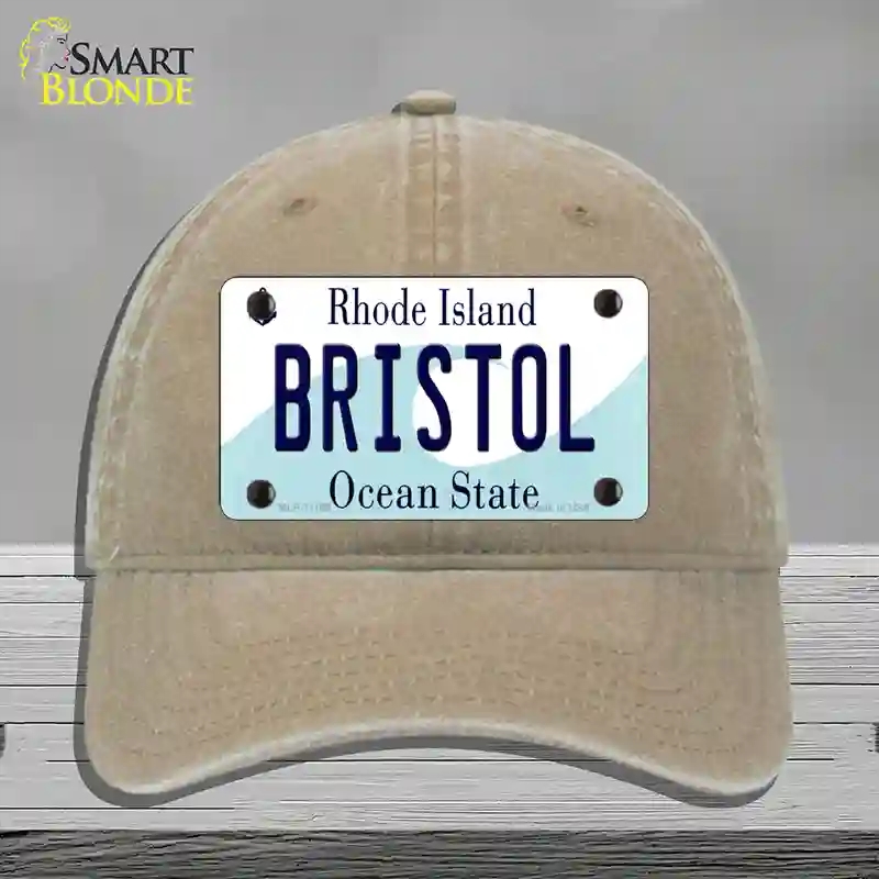 HAT09-MLP-11195 Bristol Rhode Island State Novelty License Plate Hat, Unconstructed Cotton - Khaki