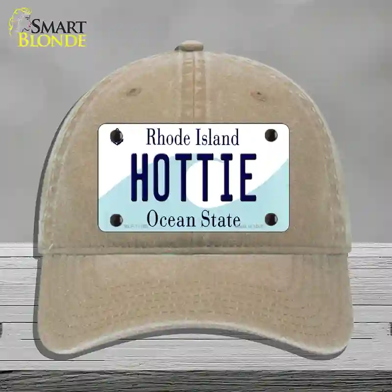 HAT09-MLP-11198 Hottie Rhode Island State Novelty License Plate Hat, Unconstructed Cotton - Khaki