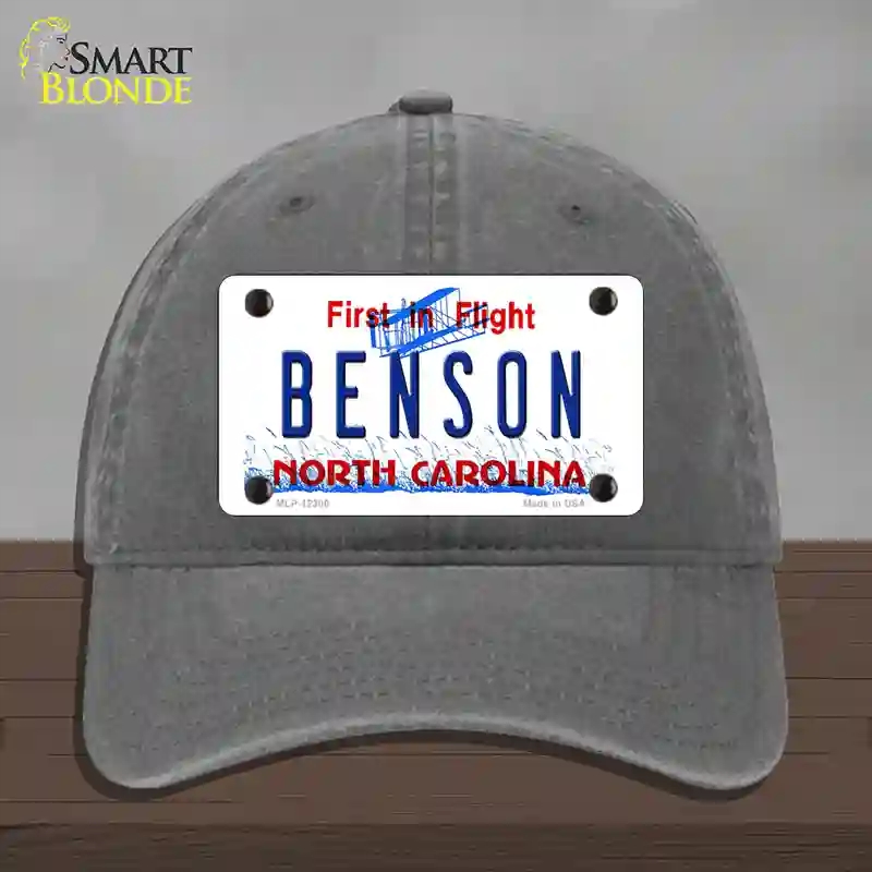 HAT08-MLP-12300 North Carolina Benson Novelty License Plate Hat, Unconstructed Cotton - Charcoal