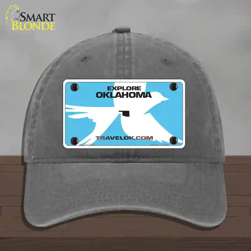HAT08-MLP-12307 Oklahoma Travel Blank Novelty License Plate Hat, Unconstructed Cotton - Charcoal