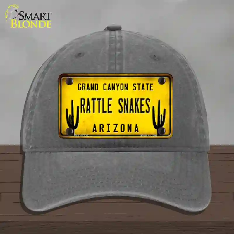 HAT08-MLP-12316 Arizona Rattle Snakes Novelty License Plate Hat, Unconstructed Cotton - Charcoal