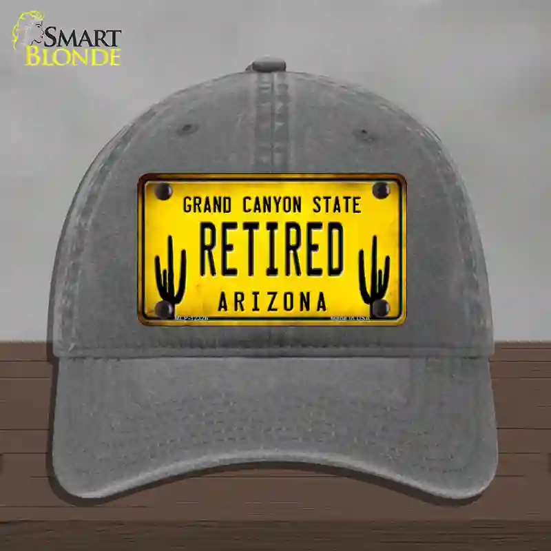 HAT08-MLP-12326 Arizona Retired Yellow Novelty License Plate Hat, Unconstructed Cotton - Charcoal