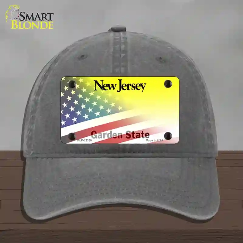HAT08-MLP-12360   Jersey with American Flag Novelty License Plate Hat, Unconstructed Cotton - Charcoal