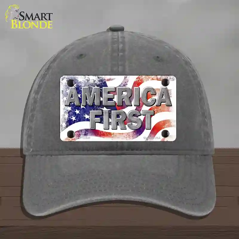 HAT08-MLP-12520 America First Novelty License Plate Hat, Unconstructed Cotton - Charcoal
